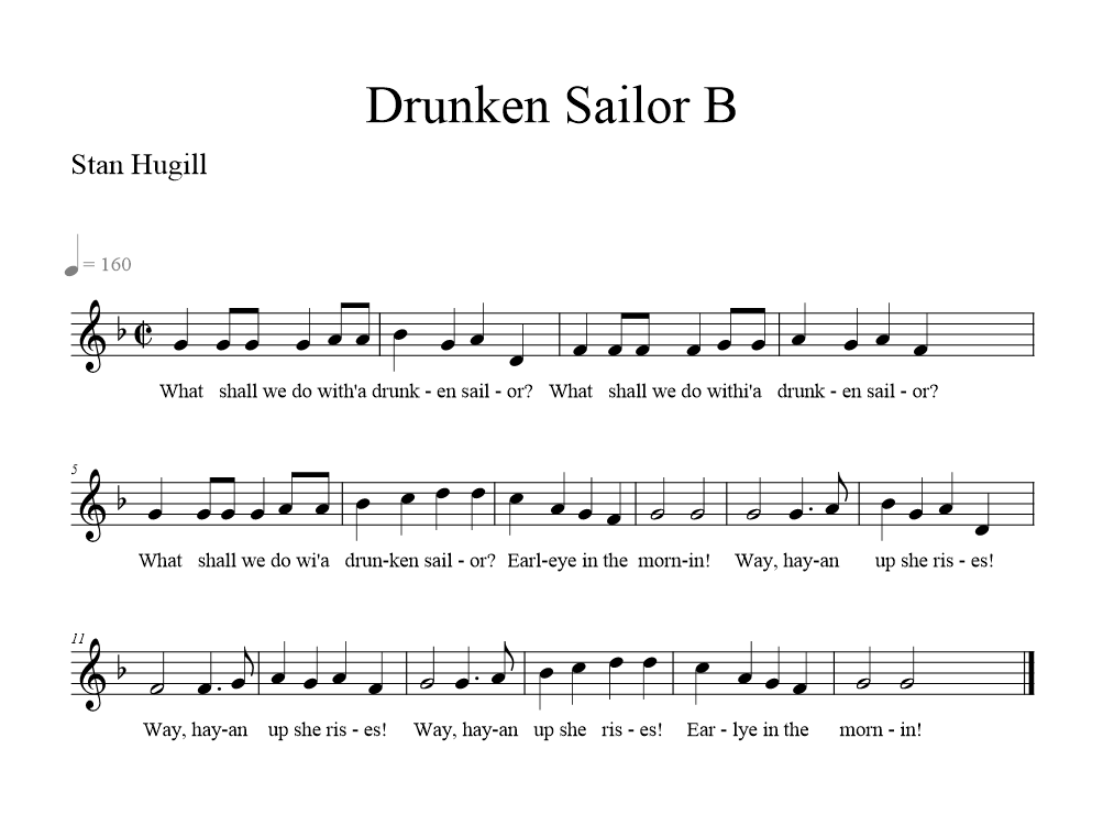 drunken-sailor-b music notation