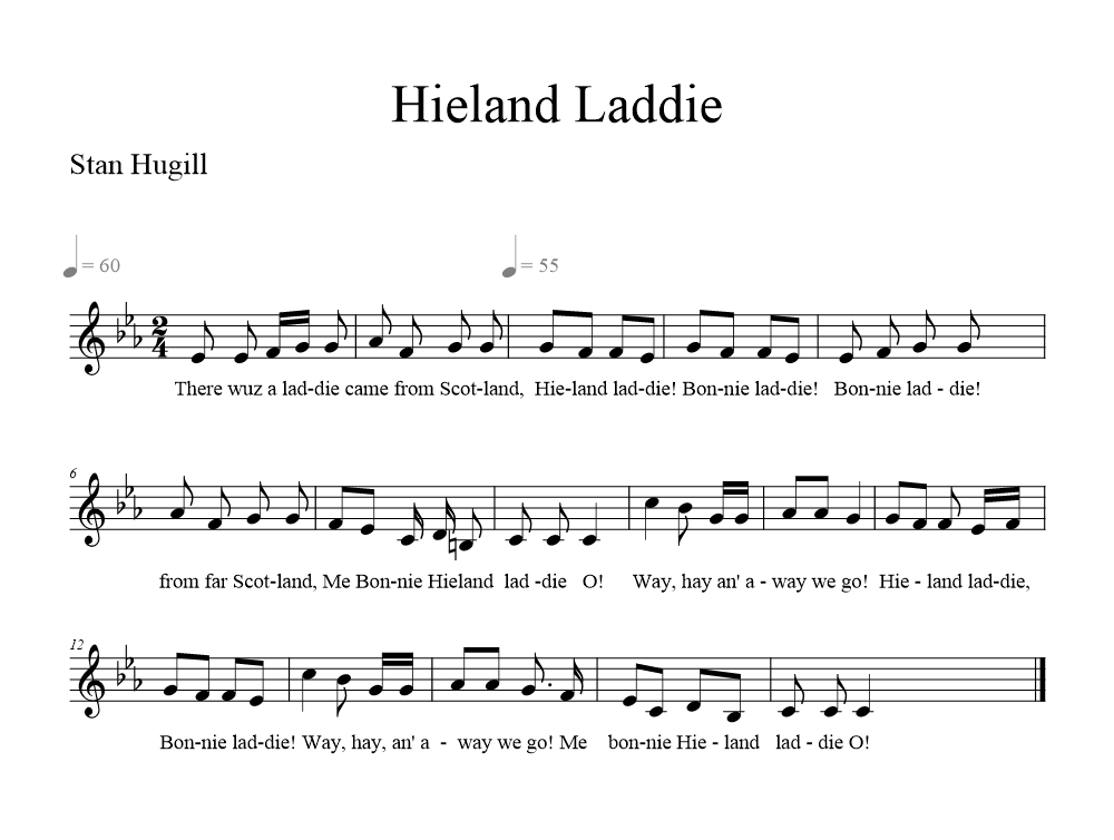 hieland-laddie-a music notation