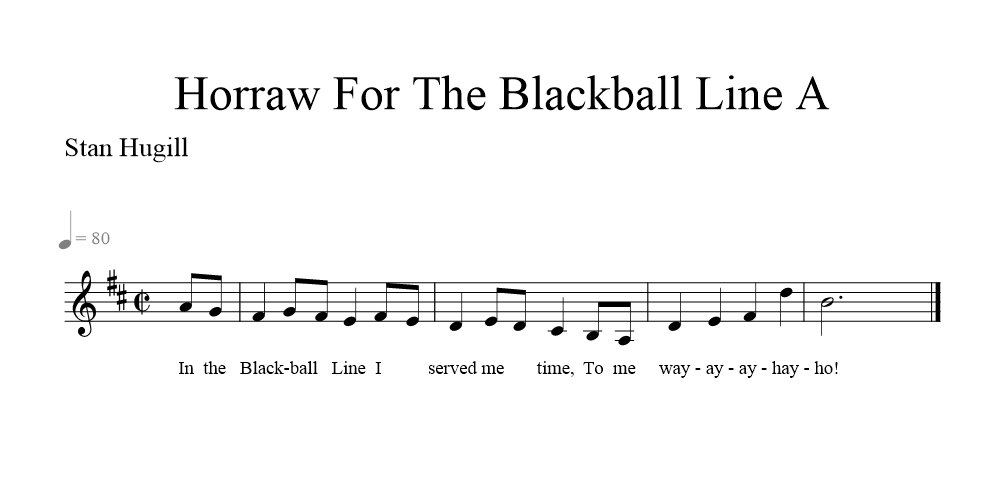 Horraw For The Blackball Line (solo variations) musical noration A