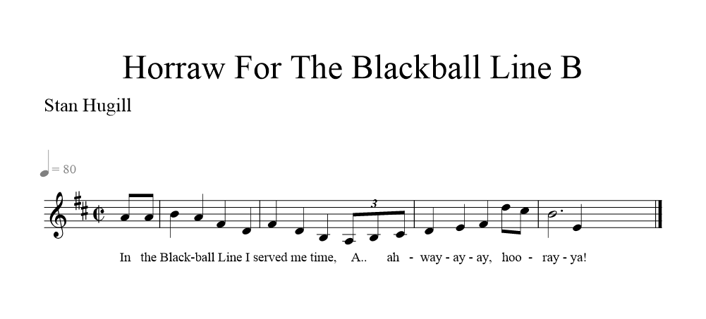 Horraw For The Blackball Line (solo variations) musical noration B