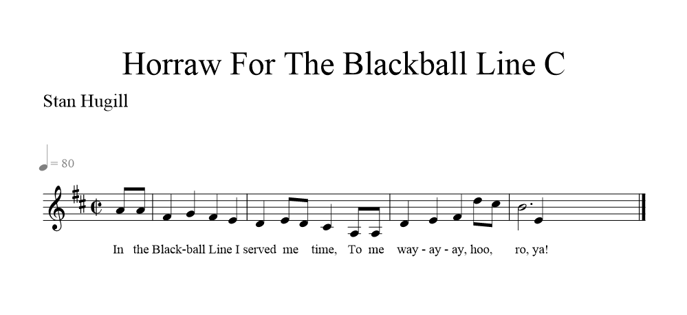 Horraw For The Blackball Line (solo variations) musical noration C