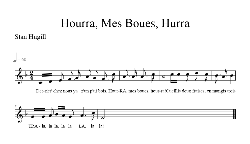 hourra-mes-boues-hourra music notation
