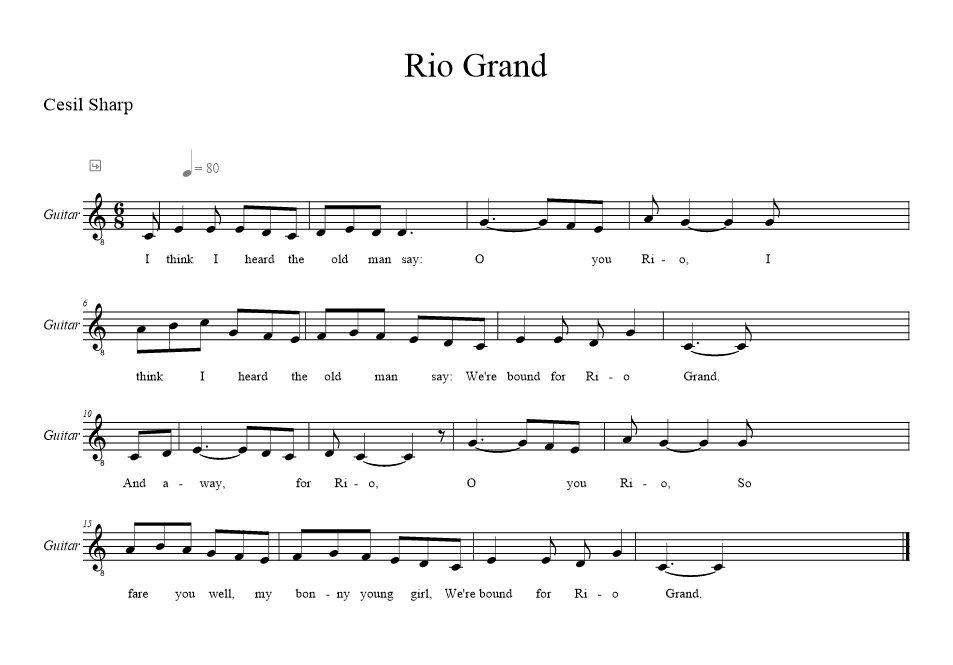 bound-for-the-rio-grande-cecil-sharp-version - musical notation