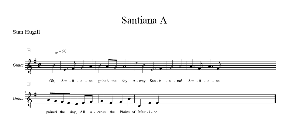 santiana-a music notation