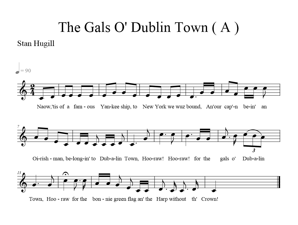 the-gals-o-dublin-town-a music notation