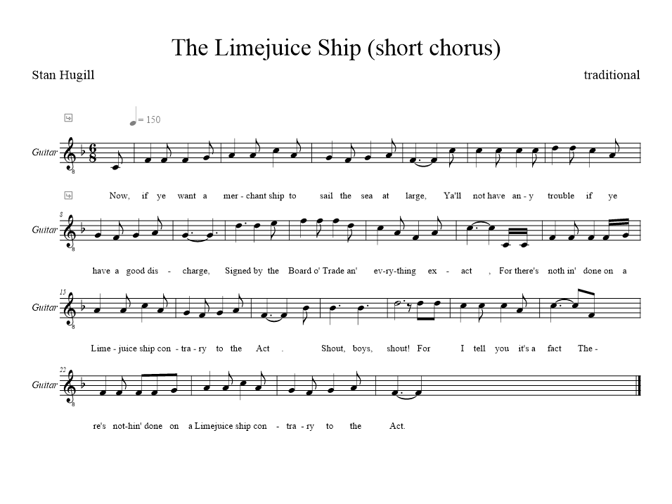 the-limejuice-ship-short-chorus music notation
