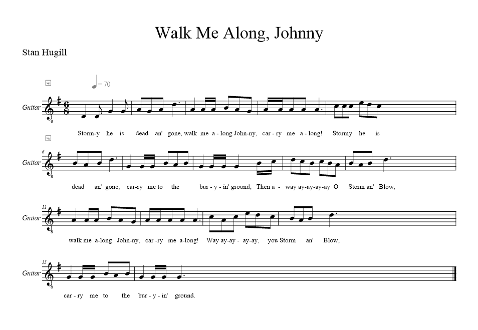 walk-me-along-johnny music notation