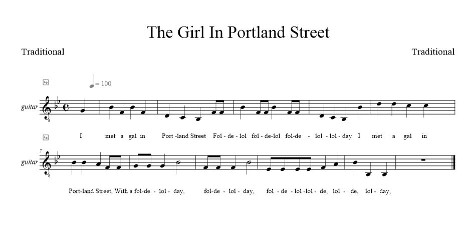 the-girl-in-portland-street - musical notation