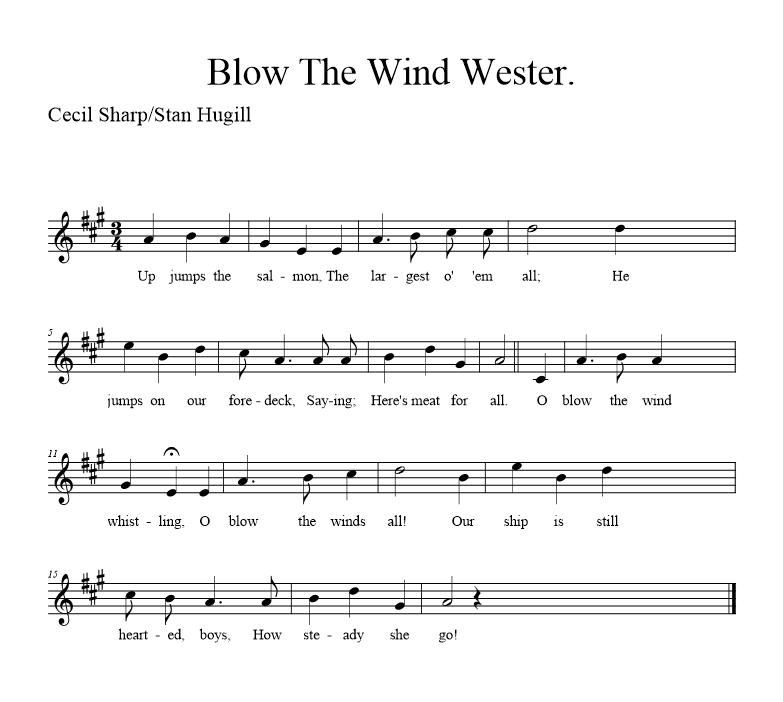 Blow The Wind Wester. - Second Version - music notation