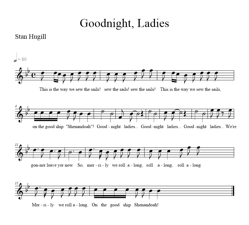 Goodnight Ladies music notation