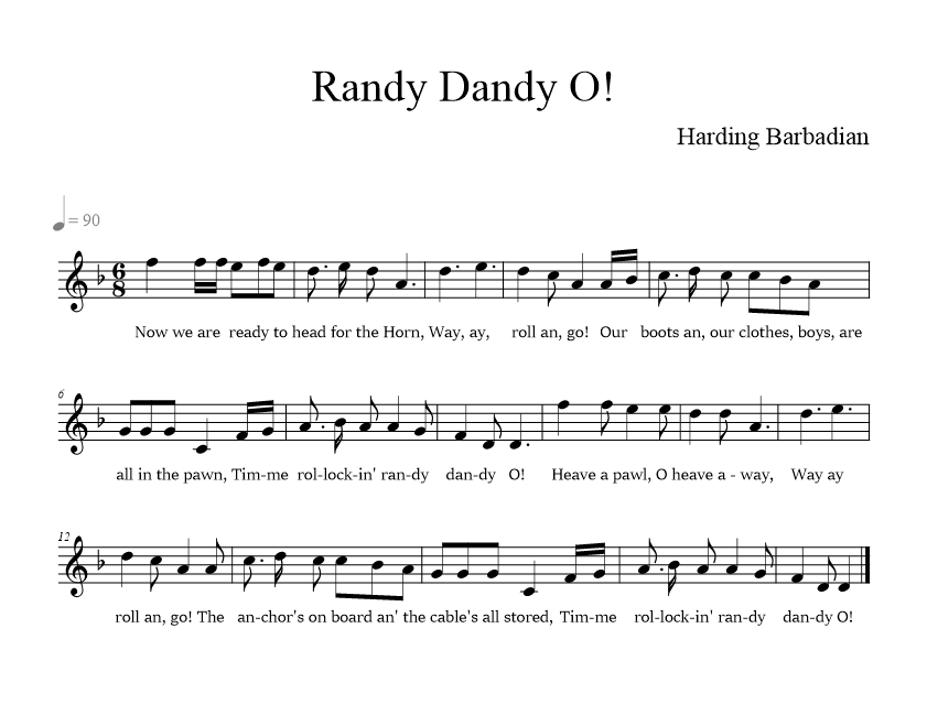 Randy Dandy O! music notation