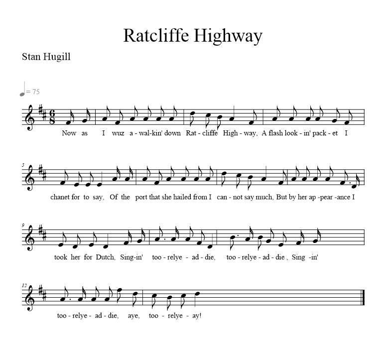 Ratcliffe Highway - music notation