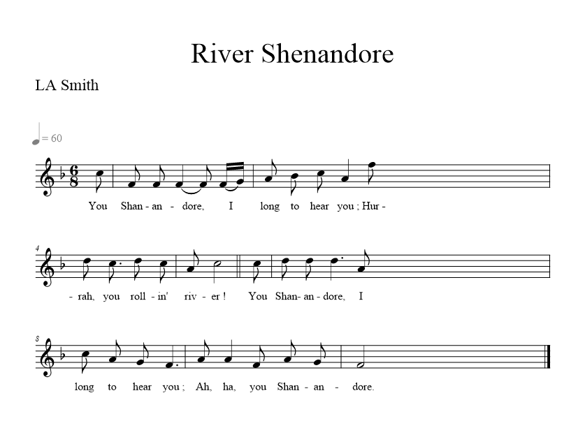 River Shenandore - Laura Alexandrine Smith music notation