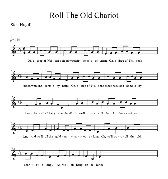roll-the-old-chariot music notation