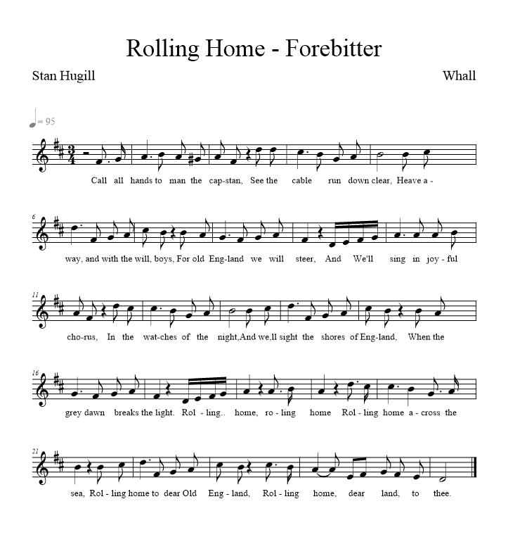 Rolling Home - W. B. Whall - music notation