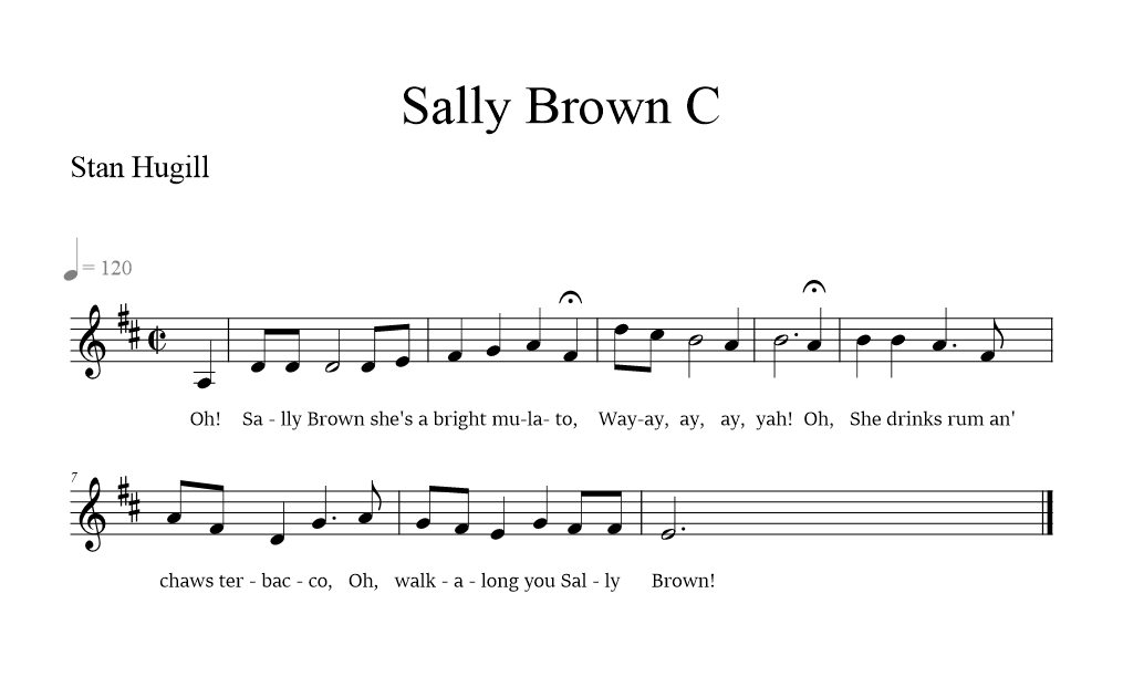 Sally Brown C - musical notation