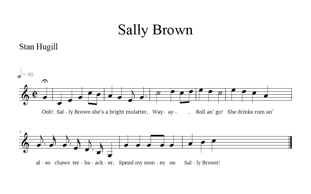 sally-brown-a-stanley-slade-version music notation