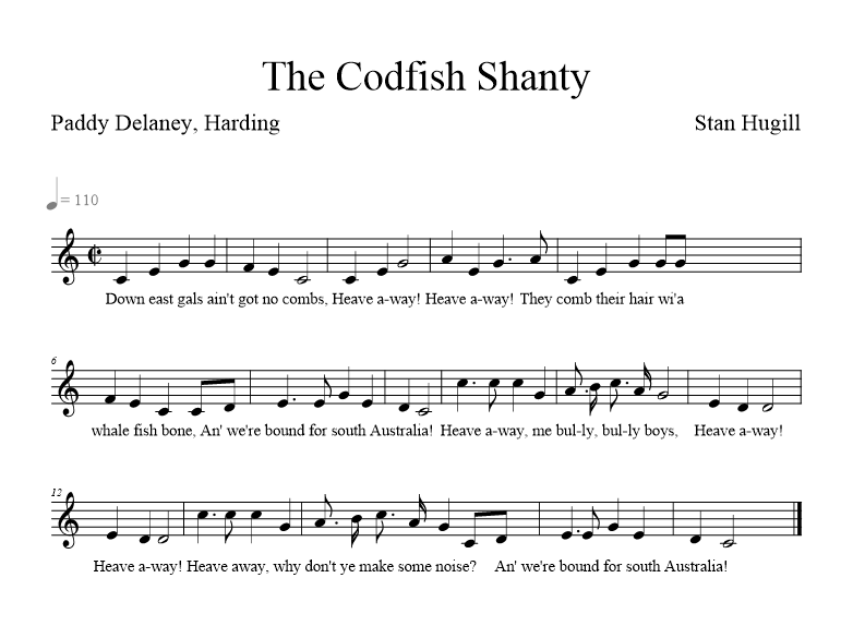 The Codfish Shanty - music notation