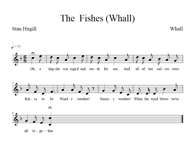 The Fishes (Whall) - music notation