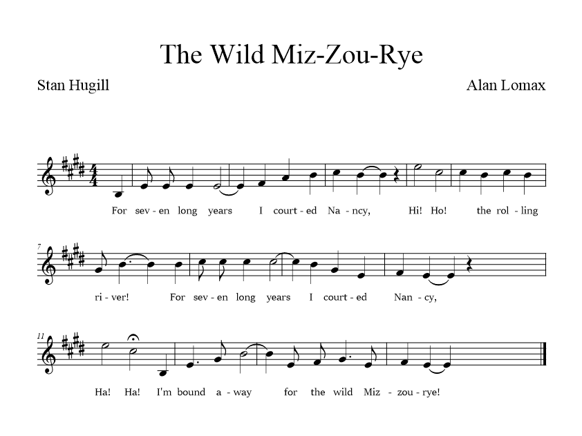 The Wild Miz-Zou-Rye music notation