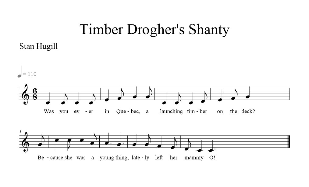 timber-droghers-shanty music notation