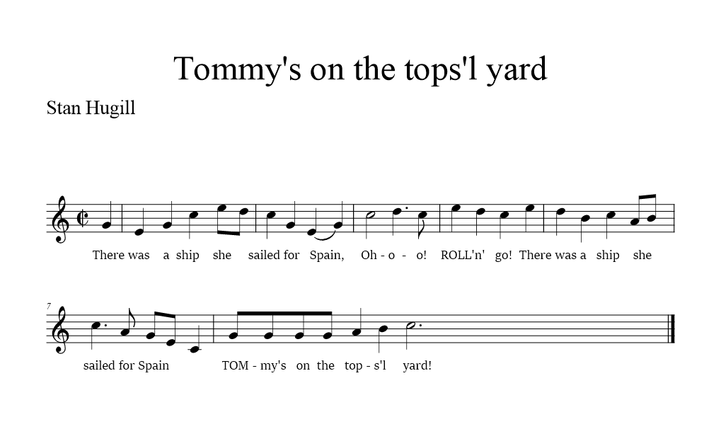 Tommy's On The Tops'l Yard musical notation