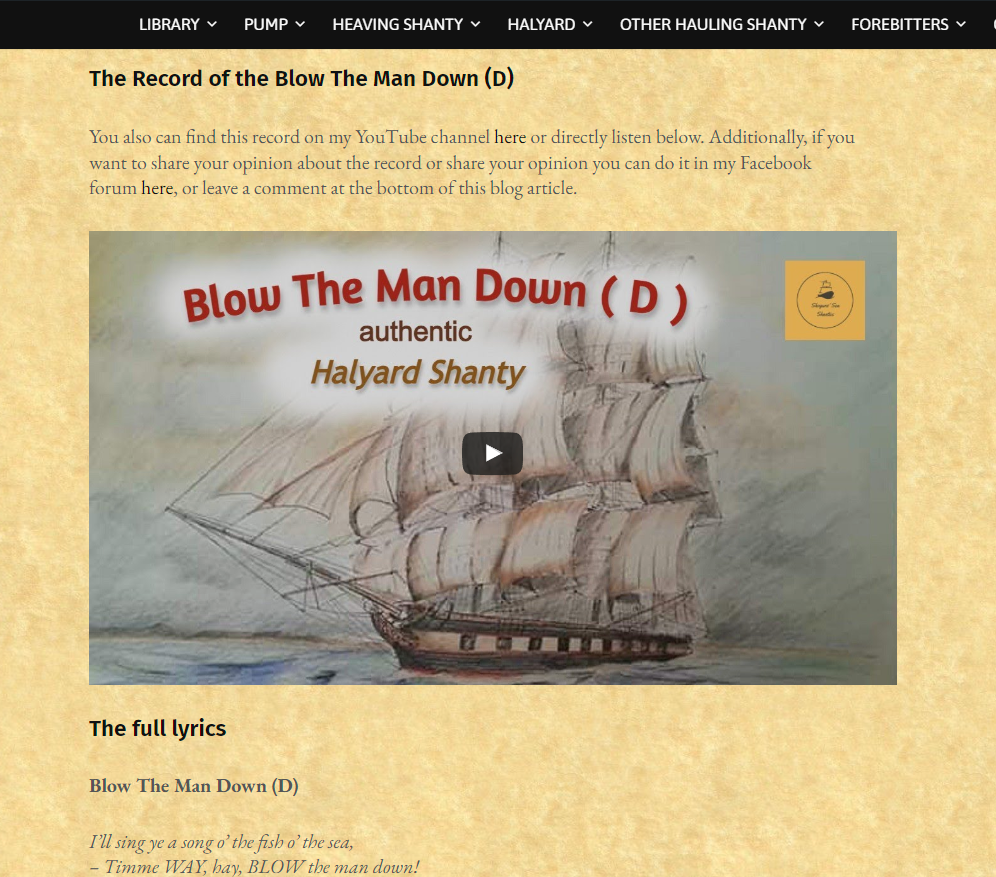 Blow The Man Down (D) Traditional Sea Shanties Blow The Man Down (D) Traditional Sea Shanties