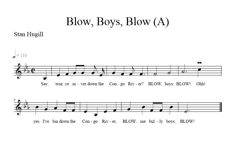 Blow Boys Blow (A) - music notation