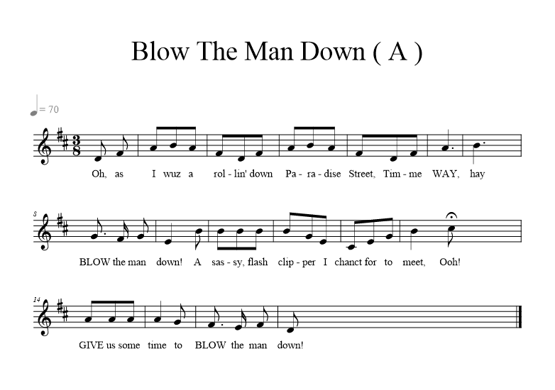 Blow The Man Down (A) - musical notation