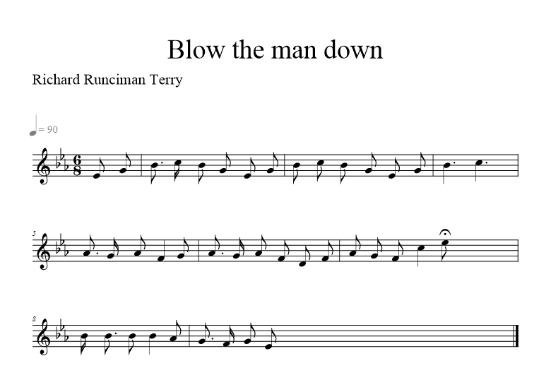 Blow The Man Down - Terry Version - musical notation