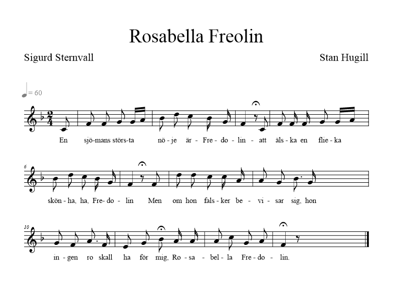 Rosabella Fredolin - music notation