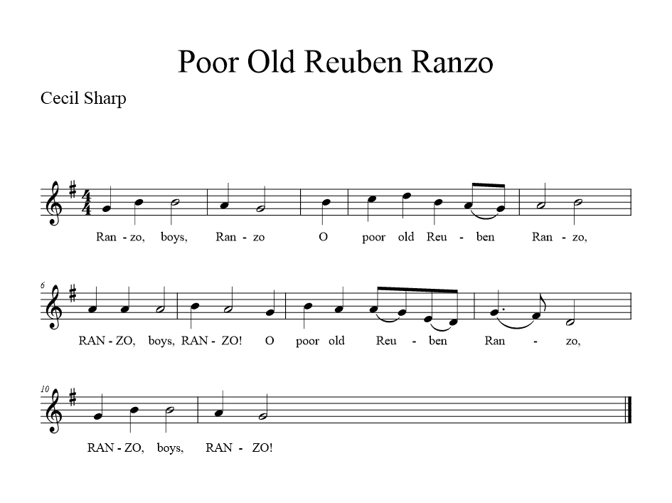 Poor Old Reuben Ranzo - notation