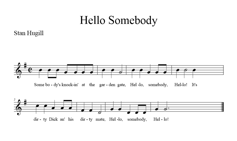 Hello Somebody - music notation