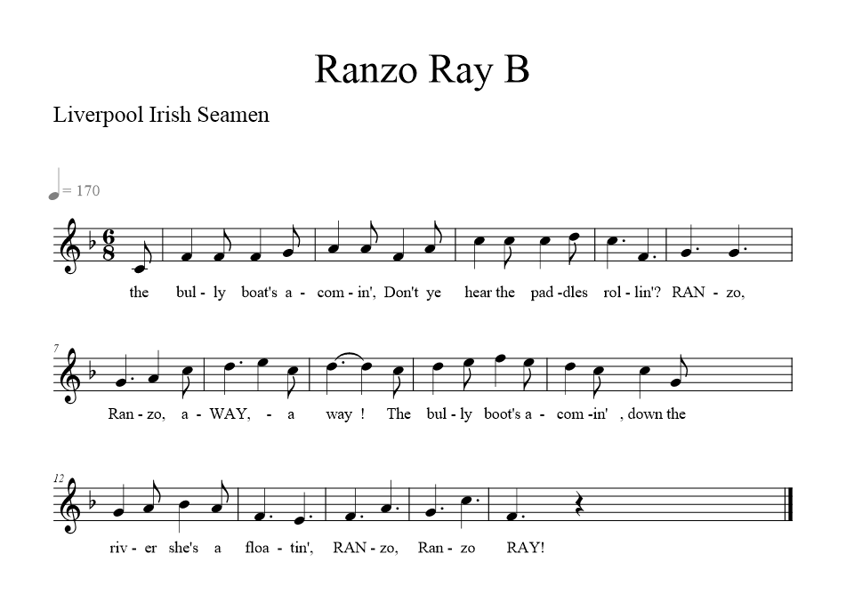 Ranzo Ray B - music notation