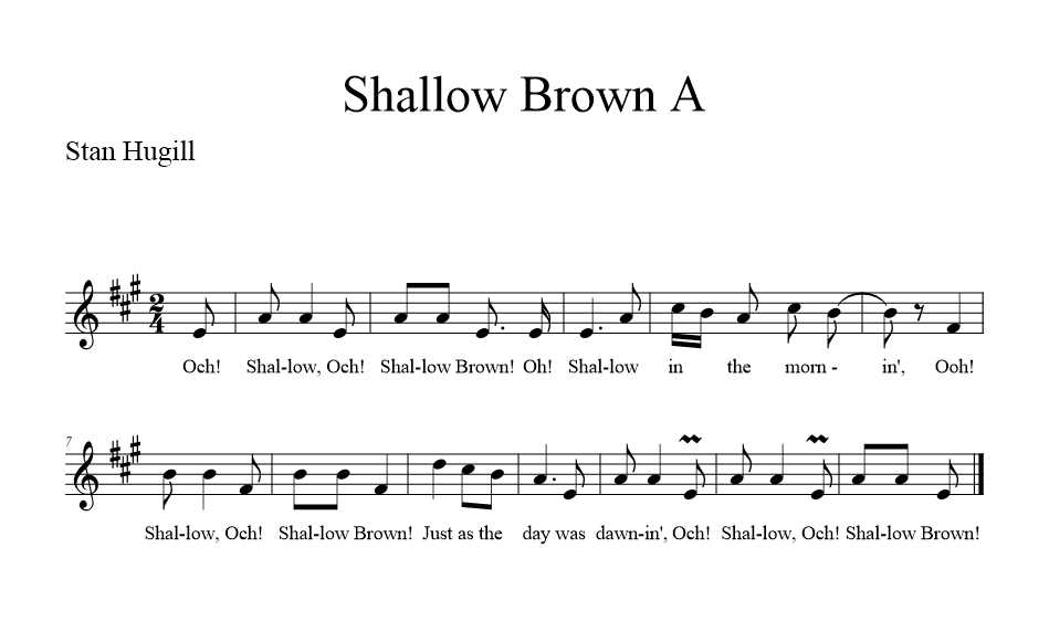 Shallow Brown A (Sentimental) - music notation.