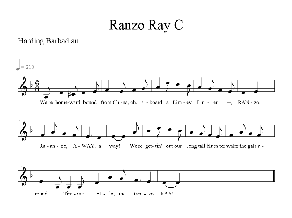 Ranzo Ray C - music notation