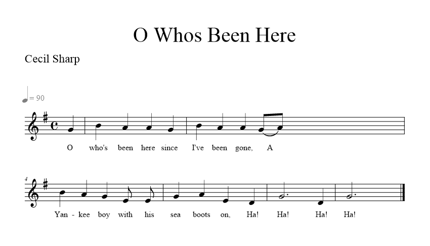 O Whos Been Here - music notation