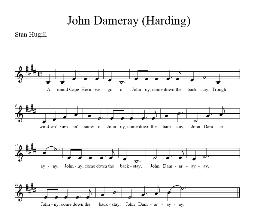 John Dameray (Harding) - music description
