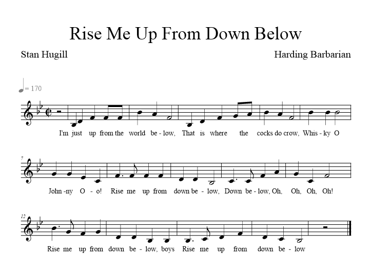 Rise Me Up From Down Below - music notation