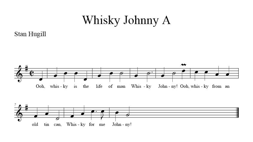 Whisky Johnny A - music notation