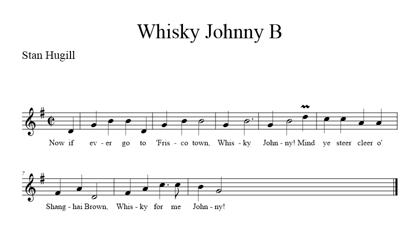Whisky Johnny B - music notation