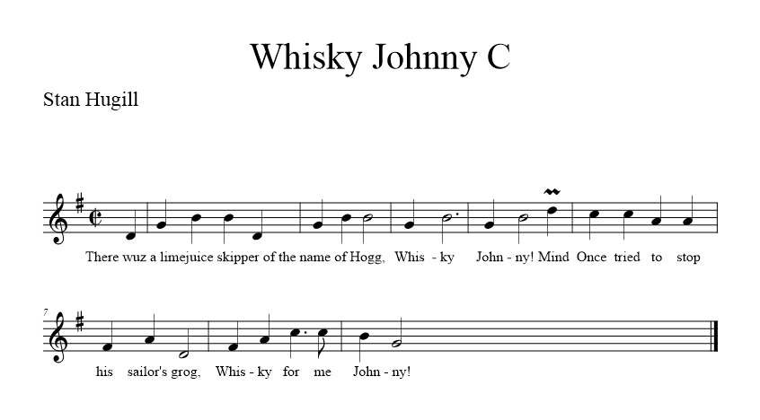 Whisky Johnny C - music notation