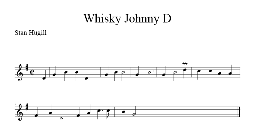 Whisky Johnny D - music notation
