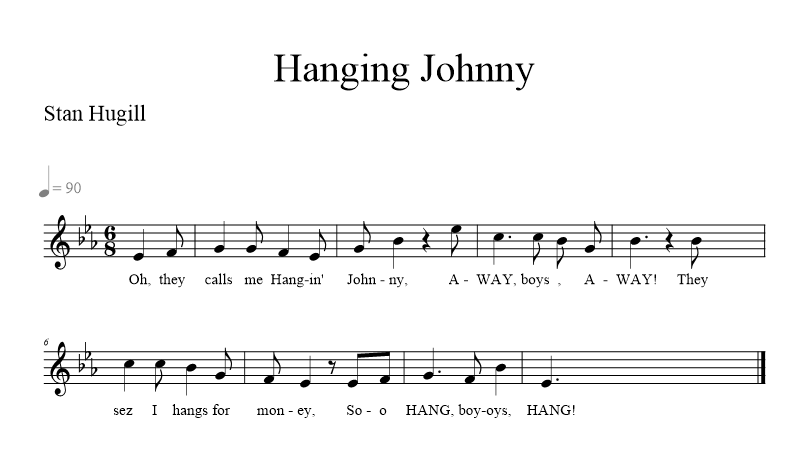 Hanging Johnny - music notation