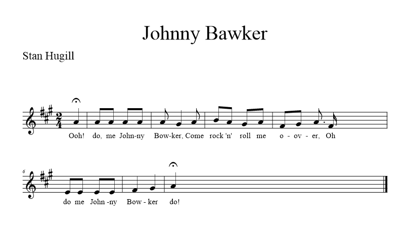 Johnny Bawker - music notation