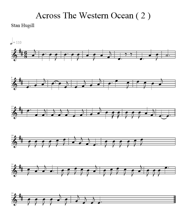 Across The Western Ocean ( 2 ) - music notation