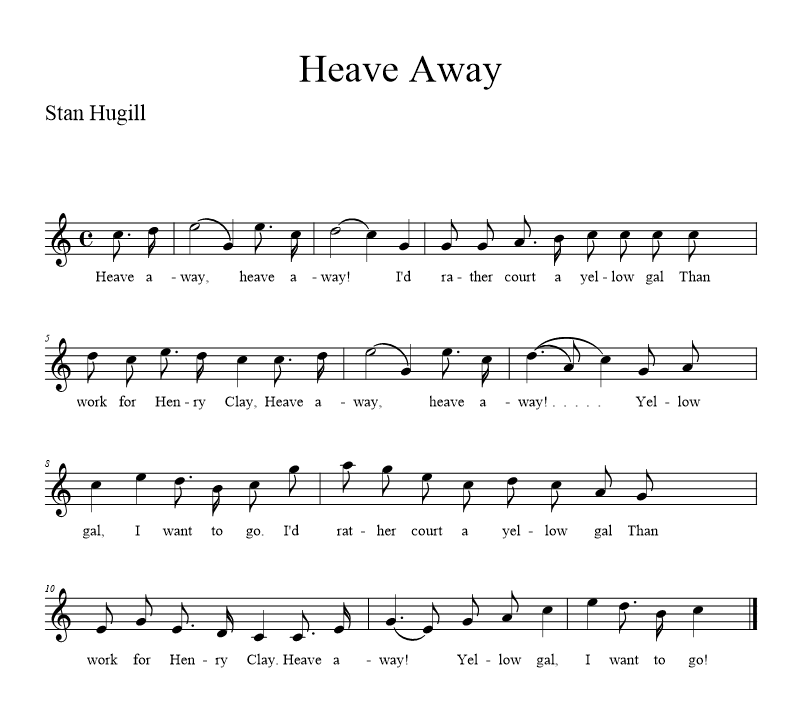 Heave Away - music notation