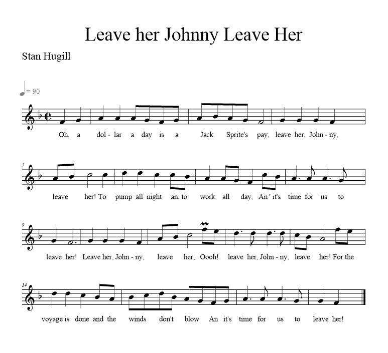 Leave Her Johnny Leave Her - Pumps - music notation