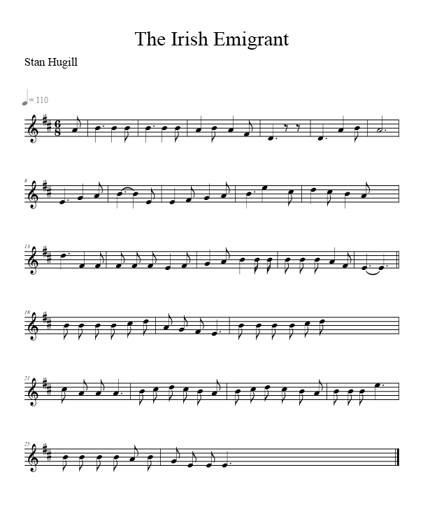 The Irish Emigrant - music notation