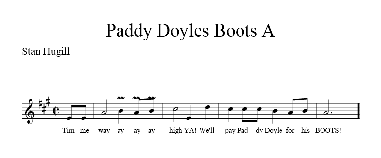 Paddy Doyles Boots A - music notation